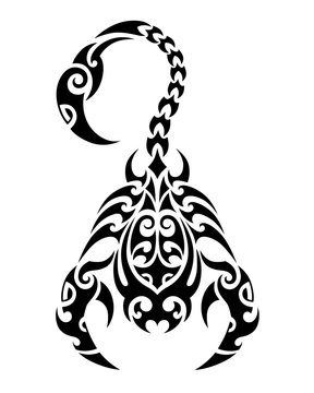 Scorpio. Tattoo maori tribal style. Horoscope. Astrological zodiac sign.  Silhouette isolated on white background. Stock Vector | Adobe Stock