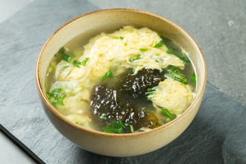 Seaweed and egg soup Chinese food