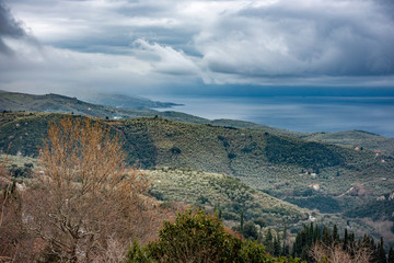 Fototapeta na wymiar View of Pagasitikos gulf. The photo has been taken from Milies village.