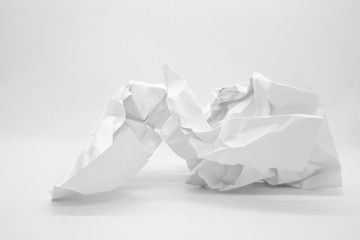 Crumpled paper ball isolated on white with clipping path