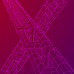 Wireframe BlockChain links. Chain wireframe low poly mesh vector illustration