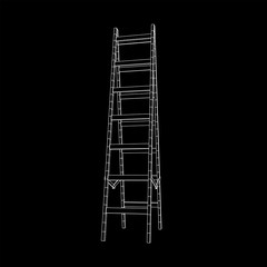 Step ladder. Wireframe low poly mesh vector illustration