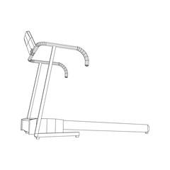 Obraz premium Treadmill machine. Gym and fitness equipment. Wireframe low poly mesh vector illustration.