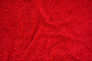 Terry pleated fabric texture. Red color