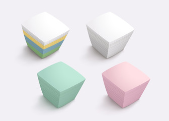 memo papers set on bright background