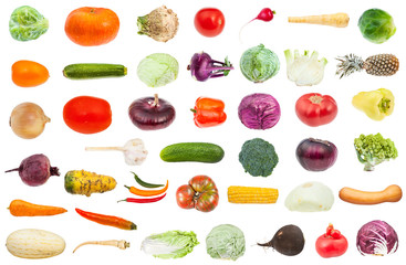 collage de divers légumes frais isolés
