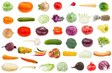Fototapete Gemüse Collage aus verschiedenen frischen Gemüsen isoliert
