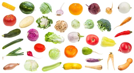 Fototapete Gemüse viele verschiedene frische reife Gemüse isoliert