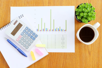 graph paper and note book in business concept