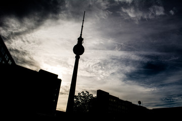 Berlin TV Tower in sunsent