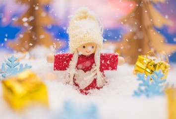 Snowgirl and christmas tree