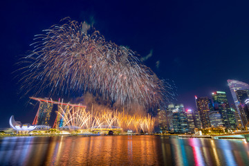 Singapore - August 3: Traveller go to see the fireworks on National day preview at Marina Bay, Singapore on August 3, 2019. - 295510982
