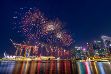 Singapore - August 3: Traveller go to see the fireworks on National day preview at Marina Bay, Singapore on August 3, 2019. - 295511142