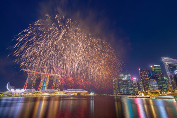 Singapore - August 3: Traveller go to see the fireworks on National day preview at Marina Bay, Singapore on August 3, 2019. - 295511376