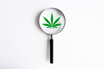 Fototapeta lente d'ingrandimento, cannabis, ricerca scientifica obraz
