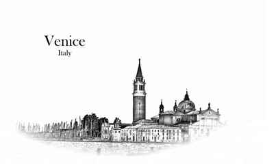 Obraz premium Venice, Italy - Vintage travel sketch.