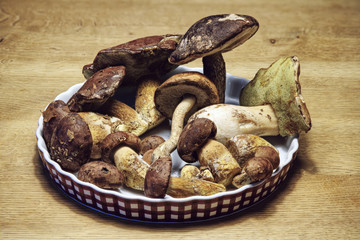 fresh mushrooms in a basket