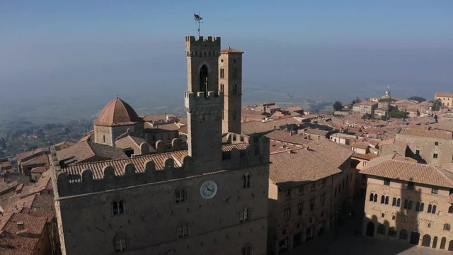 Aerial of beautiful old town in Tuscany, Italy