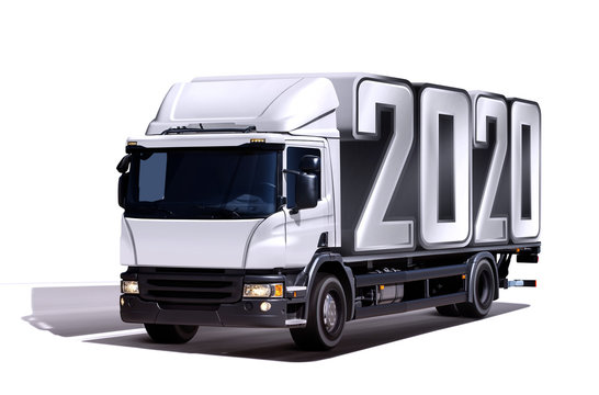 3d illustration of truck delivers 2020