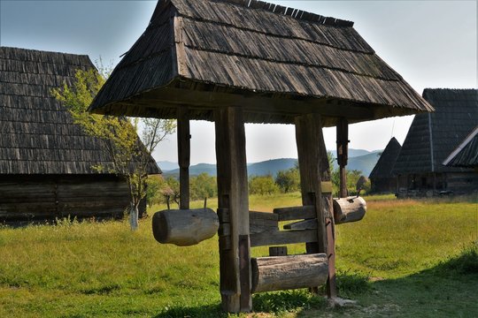 Romanian traditional old wooden house