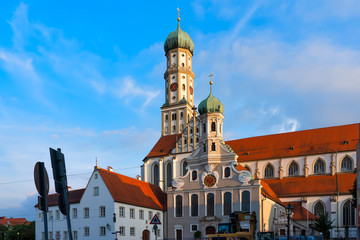View to the Basilica of SS. Ulrich and Afra in the city of Augsburg, Germany