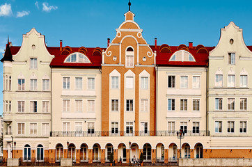 Old town street. Vintage european houses.