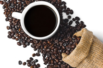 cup of coffee and beans