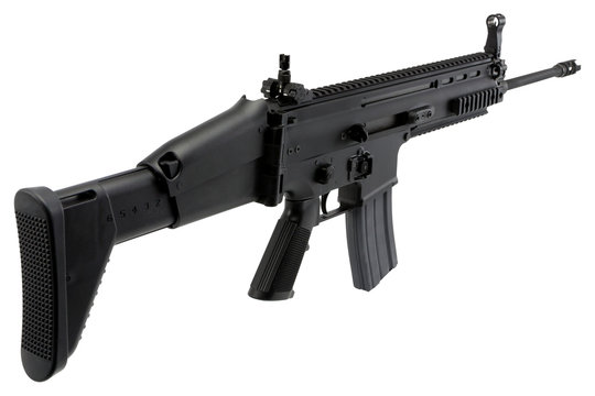 semi-automatic rifle on a white background