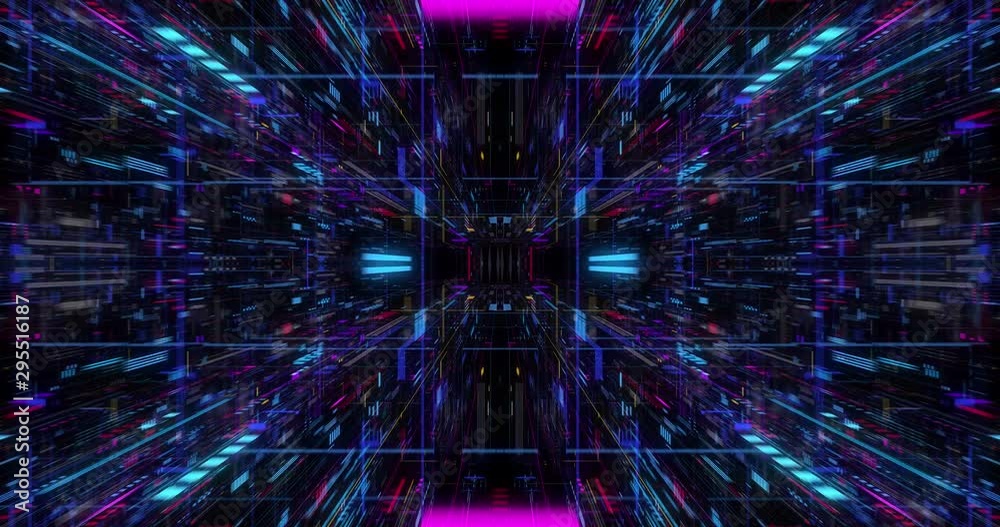 Poster big data visualization with digital grid motion. analysis of information, cloud computing, internet 