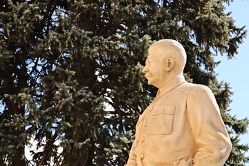 A Joseph Stalin statue in the town of Gori. Communism concept image. 