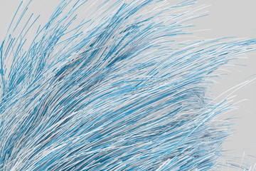 Flowing particles lines with white background, 3d rendering