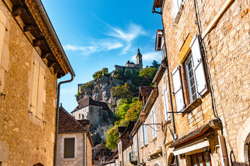 Rocamadour in the Lot department of southwest France. Its Sanctuary of the Blessed Virgin Mary, has for centuries attracted pilgrims from many countries.