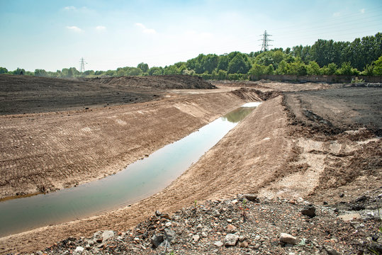 Land remediation on site of former chemical works, prior to redevelopment, UK