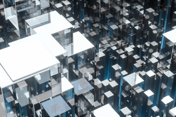 Obraz premium technical scene made up of repetitive columns, 3d rendering