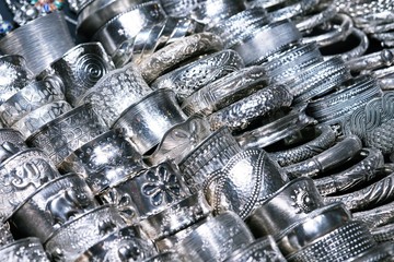 Beautiful Luxury silver accessories detailed handcraft, vintage fashion for sale in jewelry shop Thailand