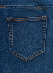 Blue denim texture pocket close-up