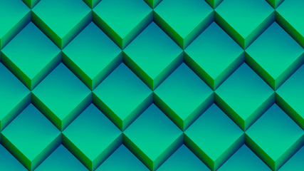 green cubes tiles geometric background 3d illustration