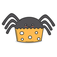 cute cartoon vector spider cupcake funny halloween illustration isolated on white background