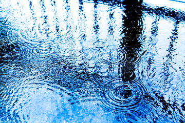 波紋の出来た水溜り