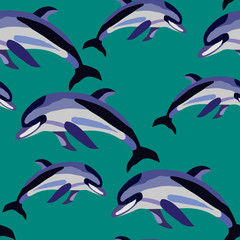 Naklejka premium seamless pattern with dolphins
