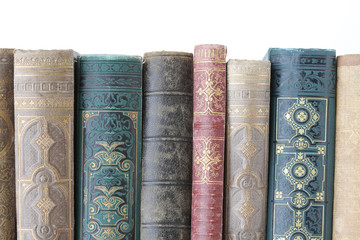 old books isolated on white.