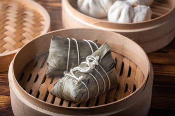 traditional cantonese style sticky rice dumpling