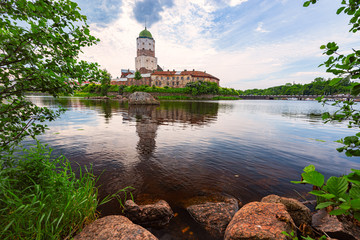 Vyborg castle in Russia on summer day