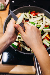 Cooking a Traditional Turkish Food eggplant