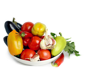 Fresh vegetables, autumn harvest on the table. Healthy eating Separate on a white background.