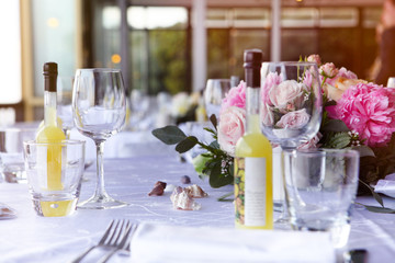 Beautifully served table for celebration banquet