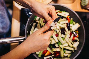 Cooking a Traditional Turkish Food eggplant