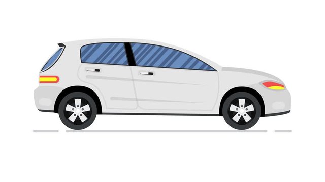 Car animation. Modern sedan. Looped animation. 4K resolution.