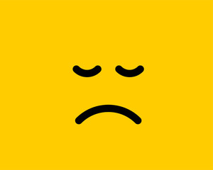 Emoji smile icon vector symbol on yellow background. Smiley face cartoon character wallpaper.