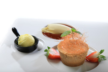 cupcake with ice cream white background